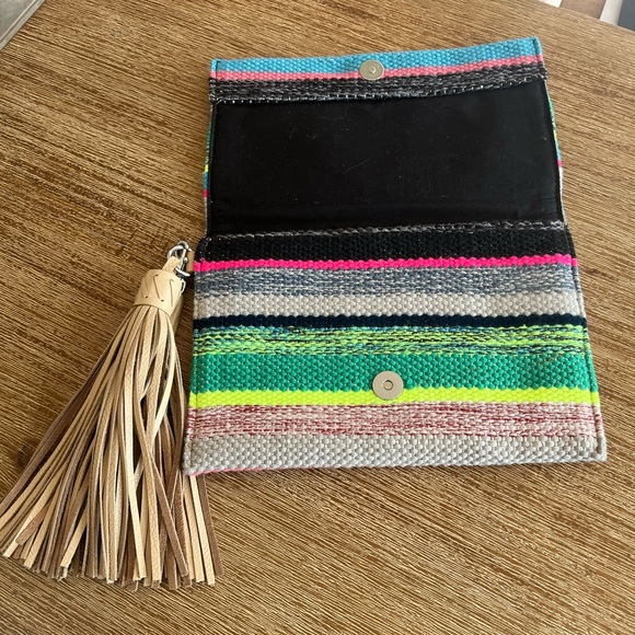 Rebecca Minkoff Multicolor Canvas Wristlet/Clutch with Tassel - Picture 3 of 4